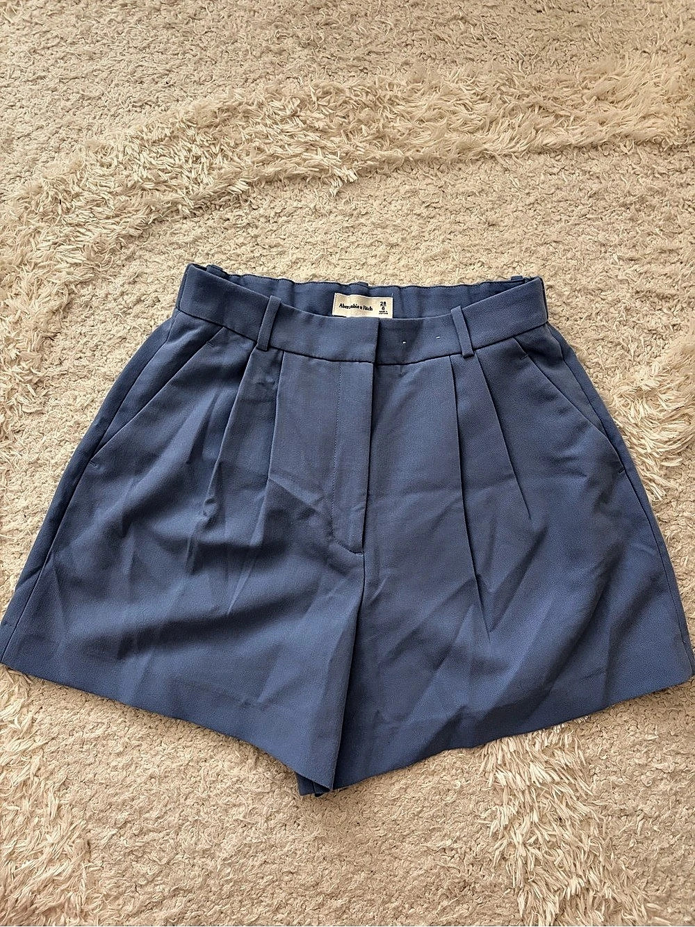 Abercrombie & Fitch Curve Love Tailored Short High Waist Blue Shorts Waist 28